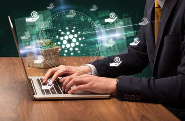 business hand working in stock market