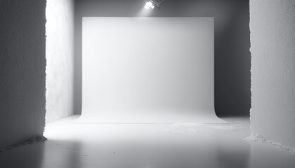 White studio background for professional shoots, industrial look, Generative AI