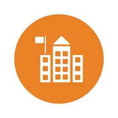 Building, college, education icon. Orange color vector EPS.