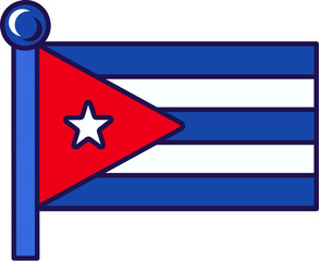 Cuba republic national flag on flagstaff vector