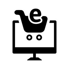 Buying, cart, ecommerce icon. Black vector graphics.