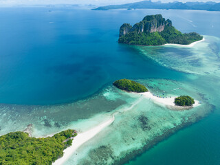 Aerial view of Thale Waek point  in Hat Noppharat Thara - Mu Ko Phi Phi National Park, Krabi Province Thailand