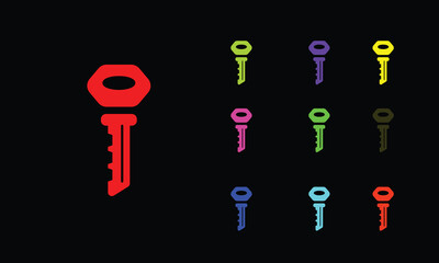 key icon. key style on black background. Light icon
