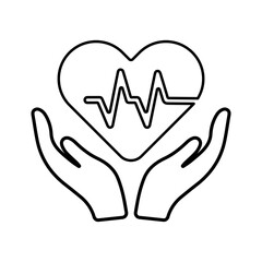 Calligraphy, cardio, cardiology outline icon. Line art vector.