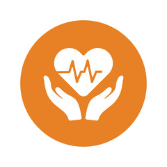 Obraz premium Calligraphy, cardio, cardiology icon. Orange color vector EPS.