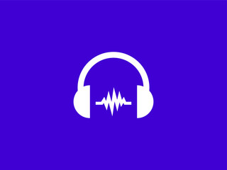 Fototapeta premium Headphone music logo with simple and minimalism style