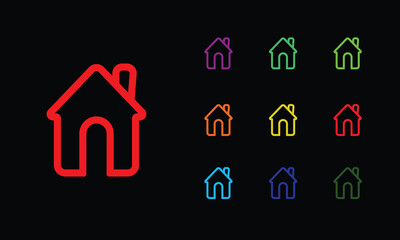 Home icon. Glowing  home sign, outline house