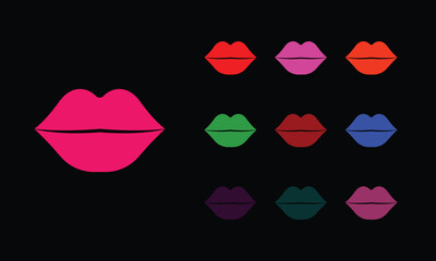 
Lips icon. Glowing  kiss sign, outline woman lips pictogram
