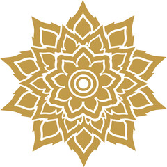 Gold asian luxury element, star line art, floral decoration motifs for ceiling pattern png file for decoration