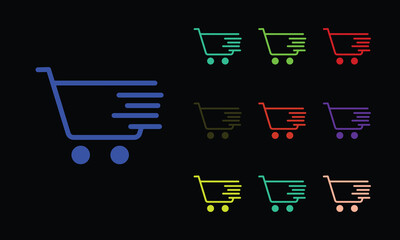 Cart, shopping  vector icon. Illustration vivid colors icon set.
