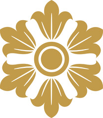 Gold lotus art and flower style asian art luxury buddhism temple element and background pattern png file for decoration