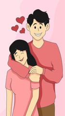 Hand drawn young couple vector illustration