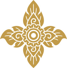 Gold lotus art and flower style asian art luxury buddhism temple element and background pattern png file for decoration