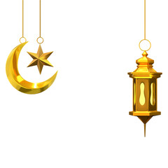 Ramadan islamic lantern (fanous) isolated on white background. Arabic decoration lamp png or Arabic decoration lamp border or poster design element.