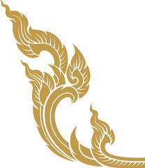 Line thai, lotus art and flower style asian art luxury buddhism temple element and background pattern png file for decoration