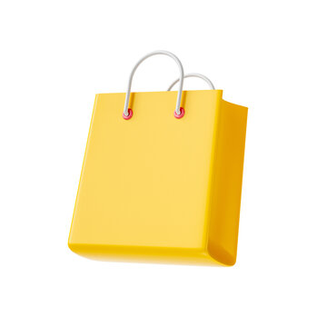 Paper bags icon. Online shopping concept. 3d render illustration transparency background