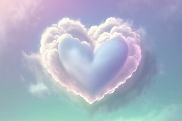 A cloud pastel color of love heart. Generative AI.