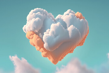 A cloud pastel color of love heart. Generative AI.