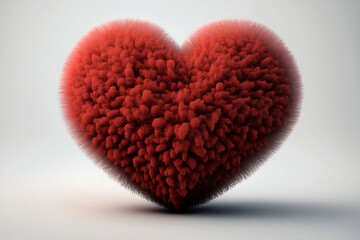 A fuffy red love heart. Generative AI.