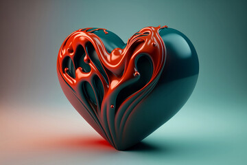 A 3D shiny love heart. Generative AI.