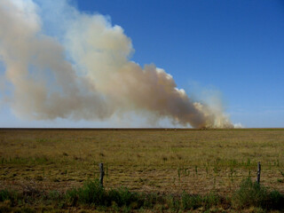 Texas Panhandle out of control wildfire burning on ranch with cattle