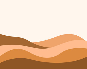 Desert landscape with dunes in a minimalist style. Flat design. Boho decor for prints, posters and interior design. Mid Century modern decor. Vector illustration