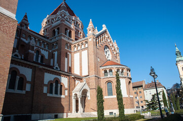 Fototapeta na wymiar View of the Votive Church, a famous landmark in Szeged.