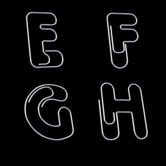 Metal paper clip alphabet - letters E-H