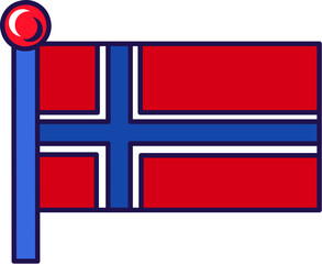 Norway kingdom national flag on flagstaff vector