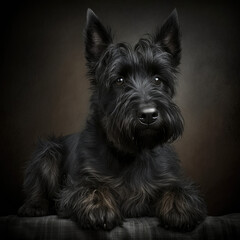 portrait of a black Russian terrier