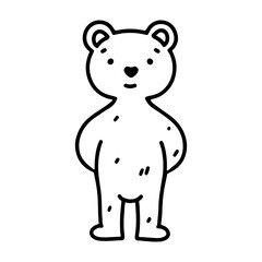 Teddy bear toy in hand drawn doodle style. Cute child element for playing activity. vector illustration.