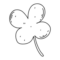 Clover leaf in hand drawn doodle style. Cute plant icon. isolated on white background.