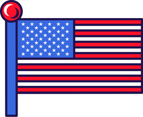 United states america flag on flagstaff vector