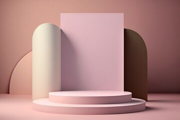 Podium and geometric background in patel colors