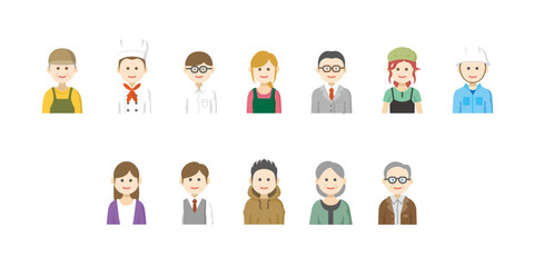 People of various occupations, jobs and ages | flat vector illustration icons