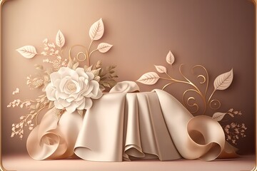 Wedding, marriage, engagement, anniversary celebration invitation card rose-gold background design empty template with modern, elegant, and luxurious design with decorated dinner table