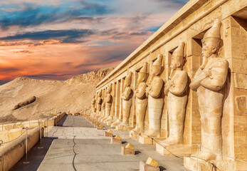 Northern colonnaded facade of the Mortuary Temple of Hatshepsut, Luxor, Egypt