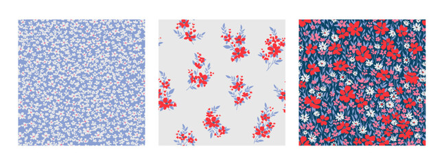 Design of spring print with flowers for textile and dresses - obrazy, fototapety, plakaty