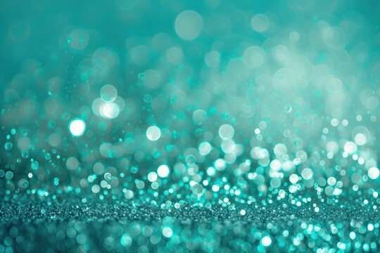 Aqua Dreamland: Glittering Turquoise Bokeh Background, Generative AI