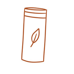 self care things_element_hand drawing style_transparent background_tea box bottle 