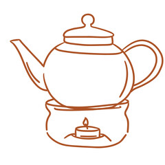 Obraz premium self care things_element_hand drawing style_transparent background_herbal tea pot 