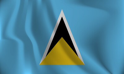 Flag of Saint Lucia, with a wavy effect due to the wind.