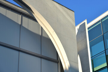 Low angle view on concrete corner of a modern public building