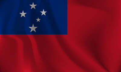 Flag of Samoa, with a wavy effect due to the wind.