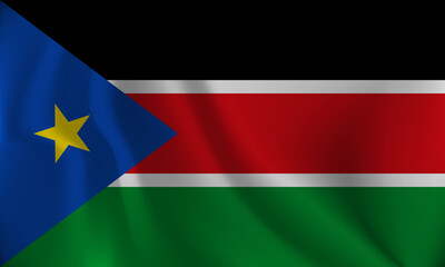 Flag of South Sudan, with a wavy effect due to the wind.