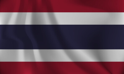 Flag of Thailand, with a wavy effect due to the wind.