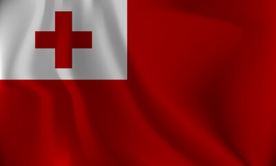 Flag of Tonga, with a wavy effect due to the wind.
