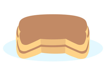 かわいいネコ型のパンケーキのイラスト素材　プレーン