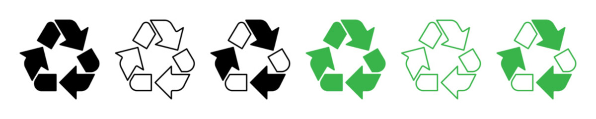 Obraz premium Recycle Symbol Icon Vector Illustration. Set of Recycle or Reuse Symbol Icons