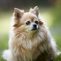 Close up of a fluffy chihuahua 